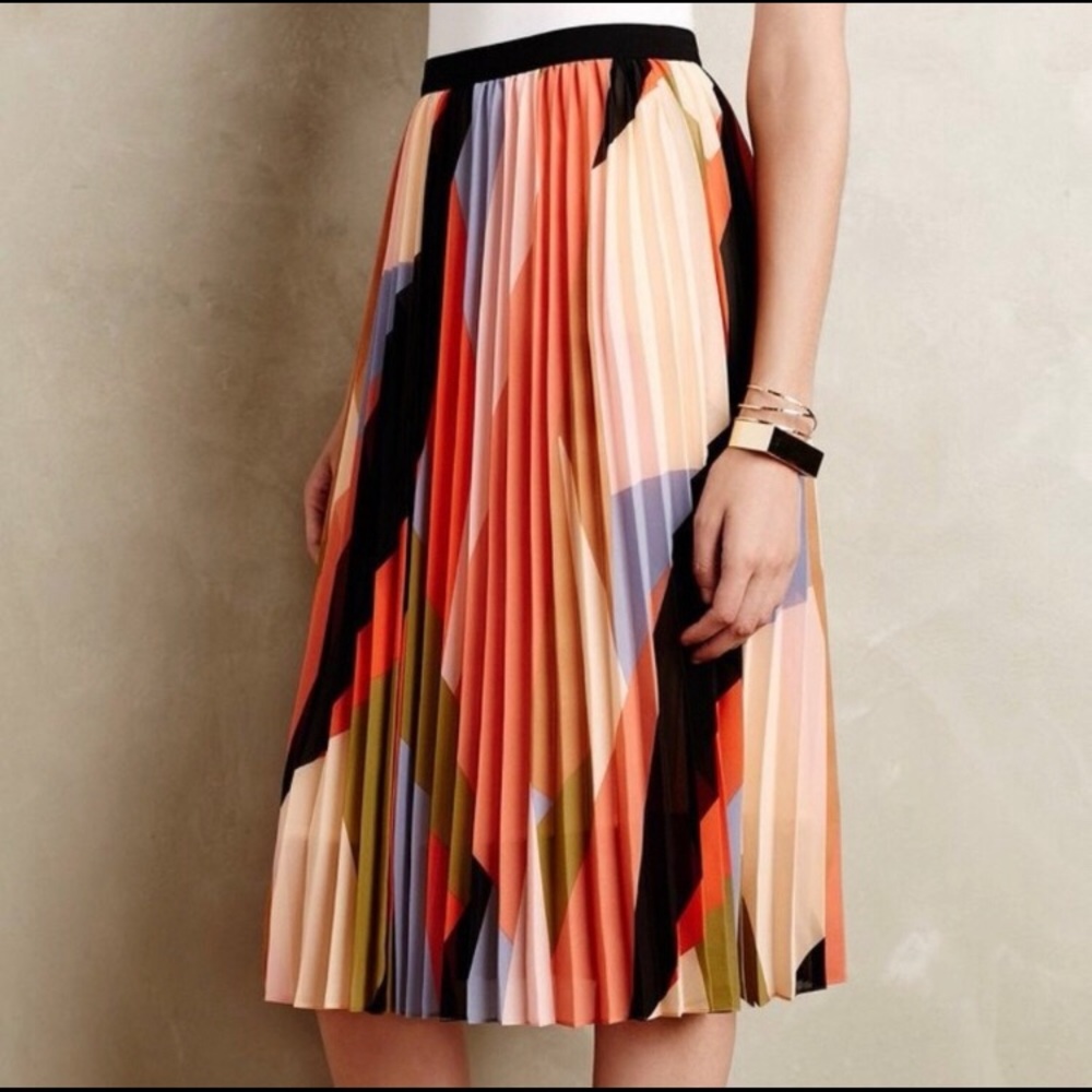 Anthropologie HD in Paris Colorblock Pleated Skirt